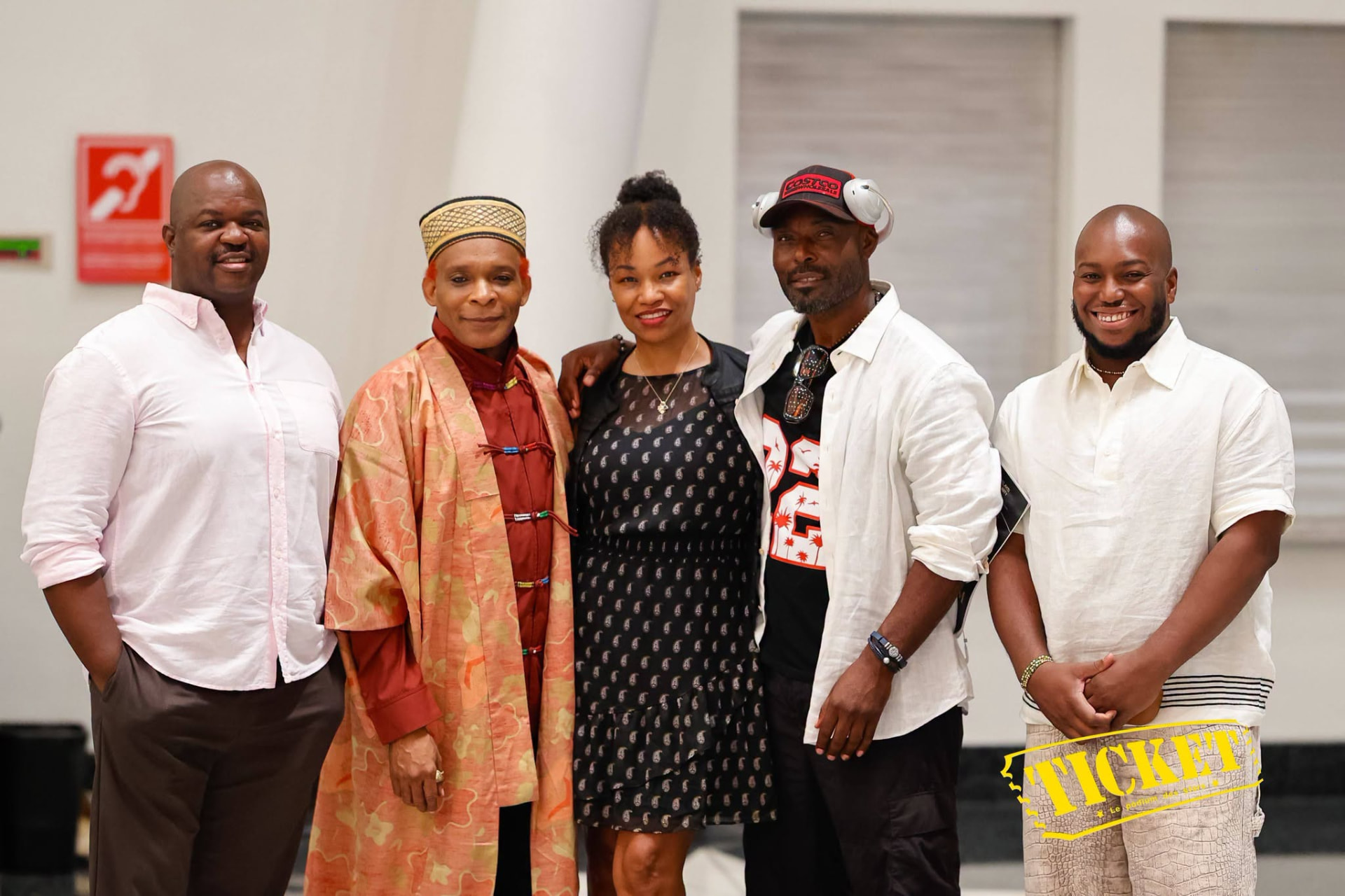 Members of the production team in the lobby