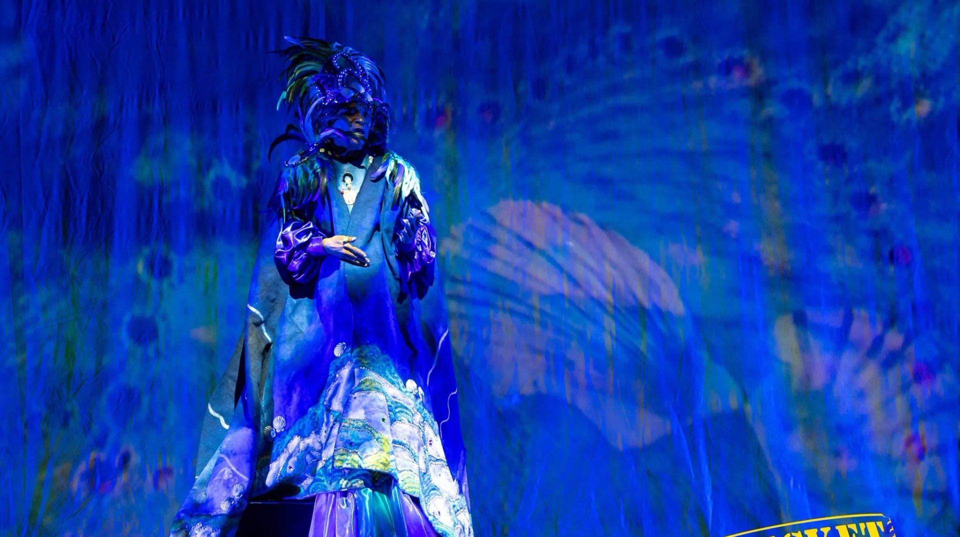 Soloist bathed in blue light