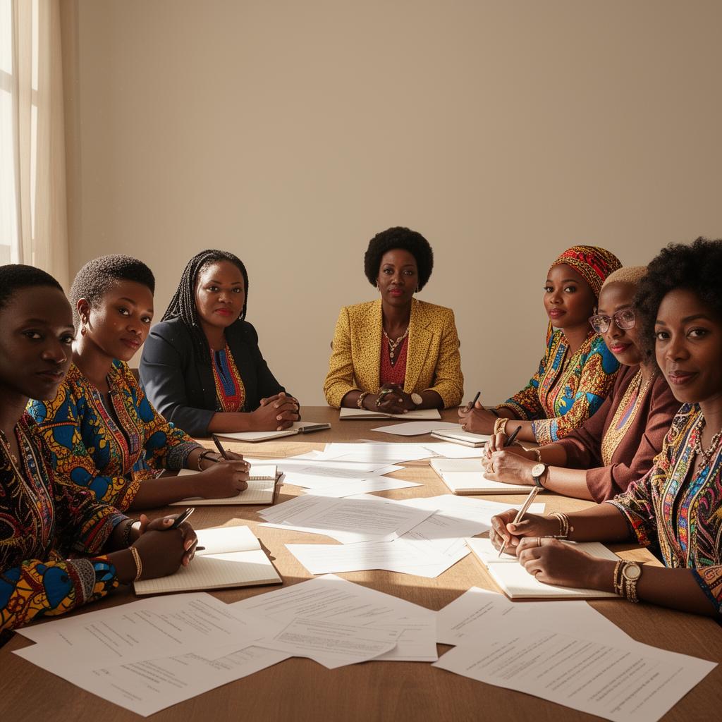 Haitian cultural leaders gathered around a sunlit table, collaborating on the next production